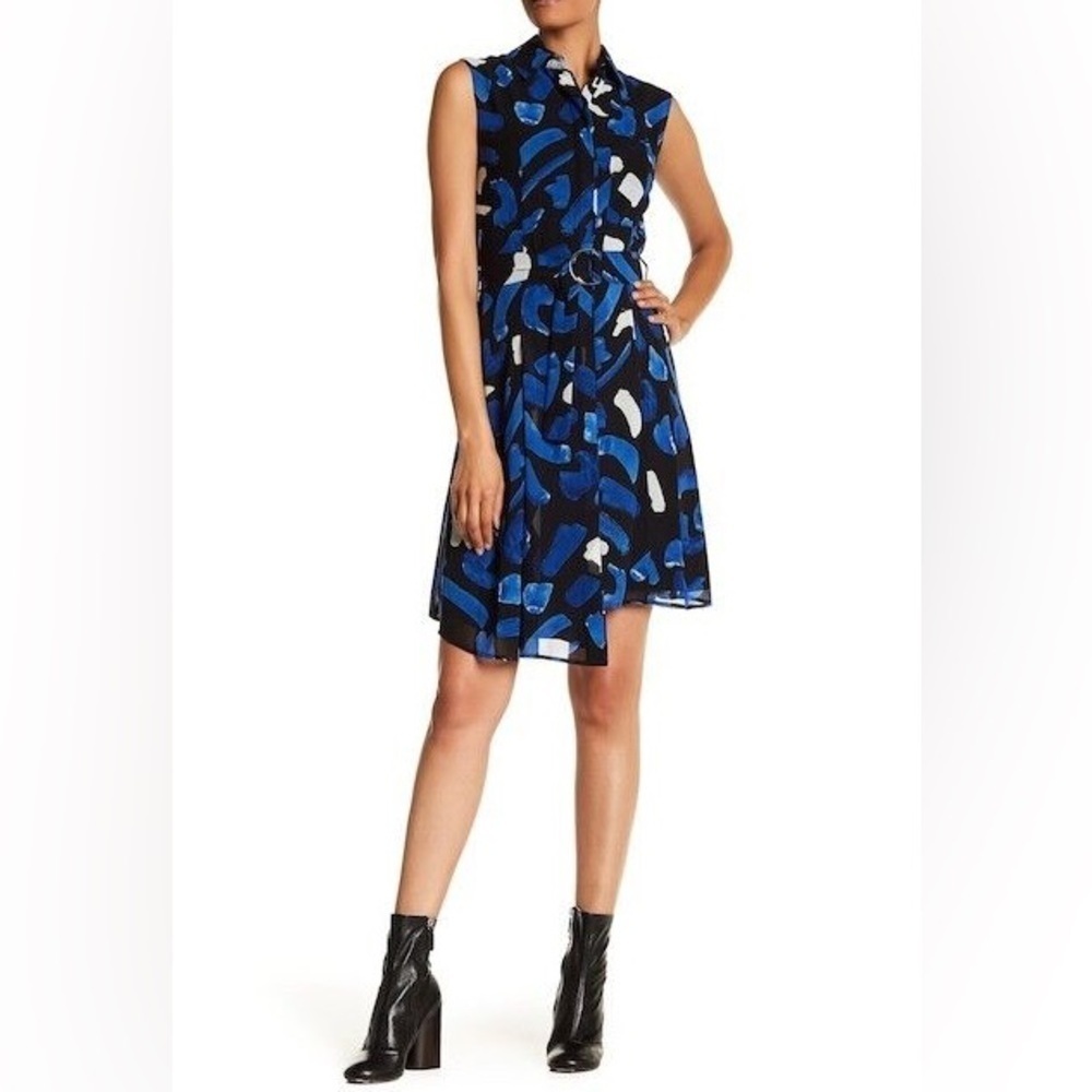 Grey JASON WU Sleeveless Button Up Belted Dress fits like Size M